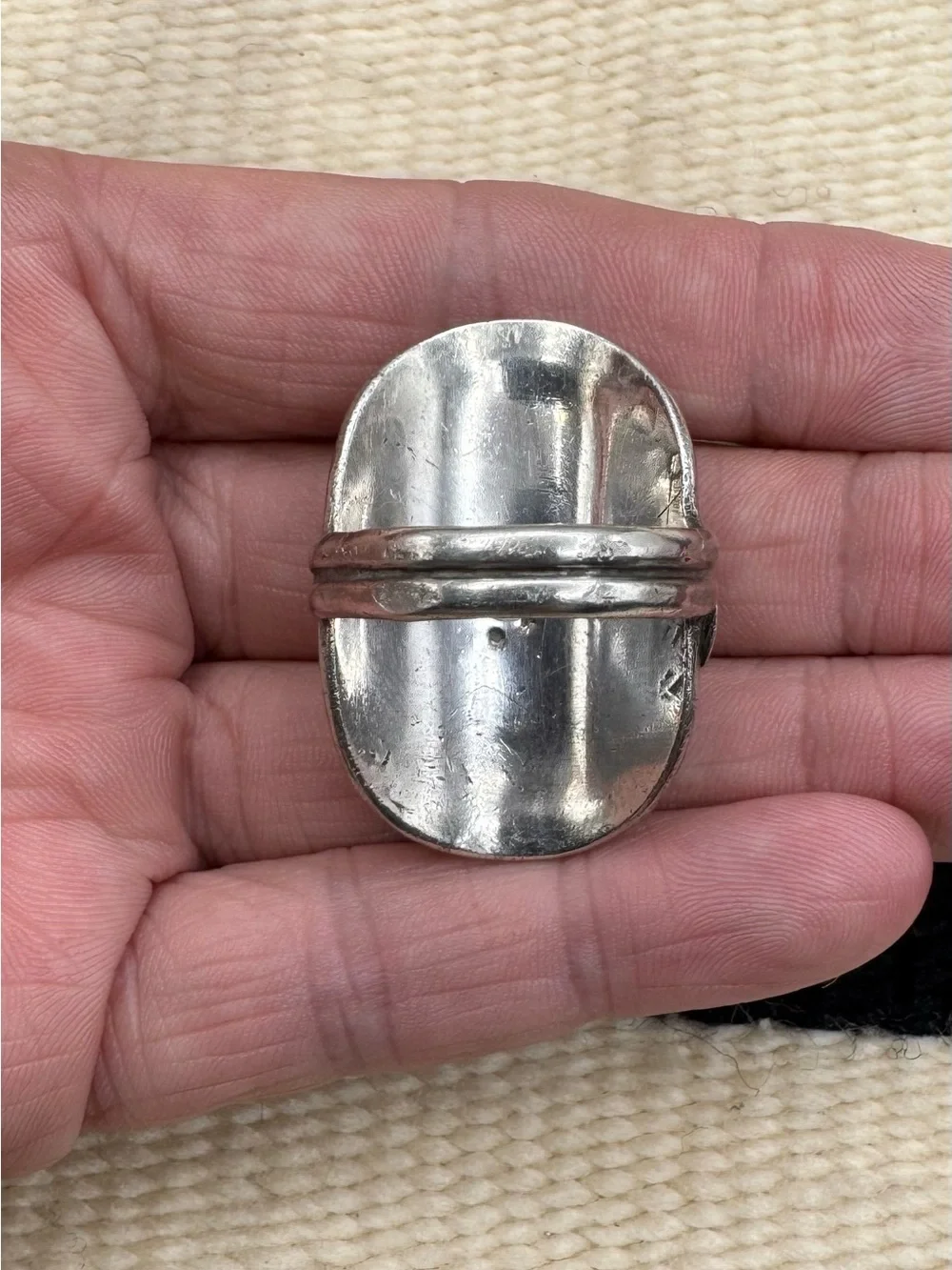 Vintage F.T. Signed Navajo Native American Sterling Silver Turquoise Ring 9